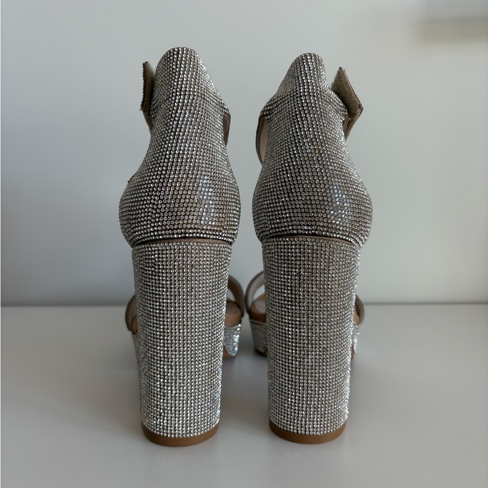 Silver Rhinestone Platform Heels - Picture 3 of 11
